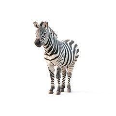 Fototapeta na wymiar Zebra Standing in Front of White Background. Generative AI