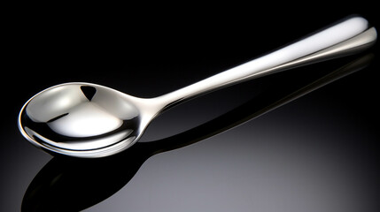 silver spoon on a black background high definition(hd) photographic creative image