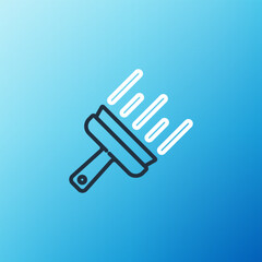 Line Cleaning service with of rubber cleaner for windows icon isolated on blue background. Squeegee, scraper, wiper. Colorful outline concept. Vector