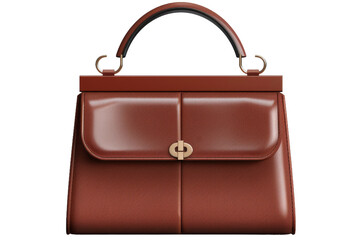 Elegance in Simplicity: Luxe Brown Leather Handbag on White. On a White or Clear Surface PNG Transparent Background.