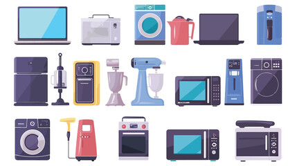 Electrical home appliance sticker set. Electronic 