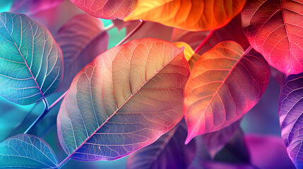 Leaf skeleton colorful illustration. Abstract background rengen amazing nature lines. Nature concept.