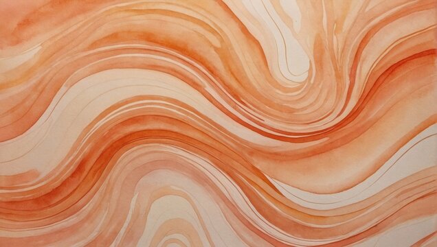 Peach apricot abstract watercolor background. Abstract peach colors. Watercolor painting with apricot waves pattern gradient.