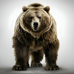 Portrait of a brown bear on a white background. 3d rendering - obrazy, fototapety, plakaty