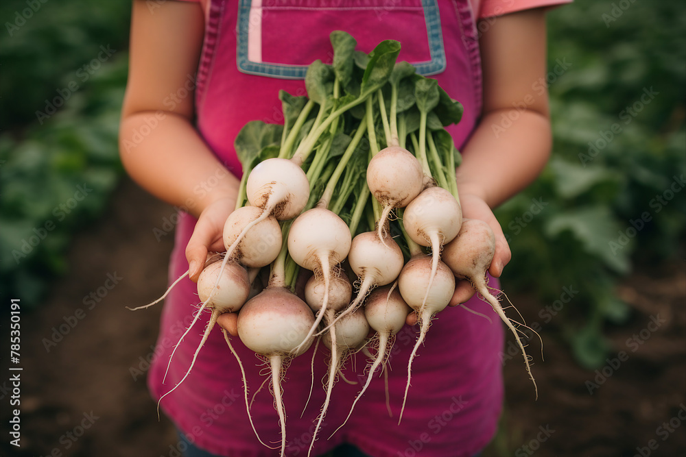 Canvas Prints Generated with AI picture of a person growing natural organic vegetables