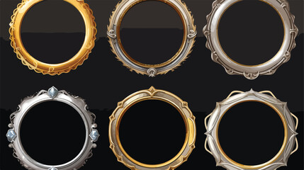 Empty circle silver and gold frames in medieval style