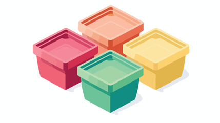 Empty takeout containers. Isometric colorful illustration
