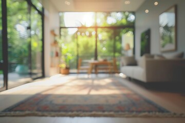 Out of focus image of a blurred bright living room for your text or advertising