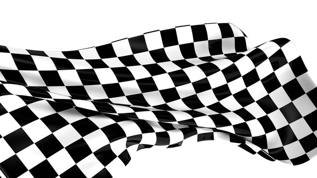 Racing checkered flag. 3D sport graphic. Render background