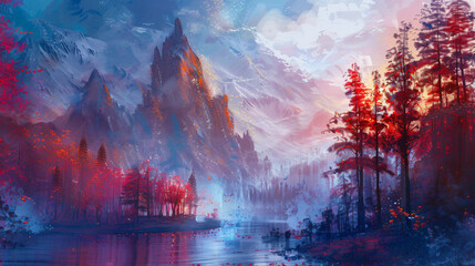 Fantasy background beautiful acrylic painting 