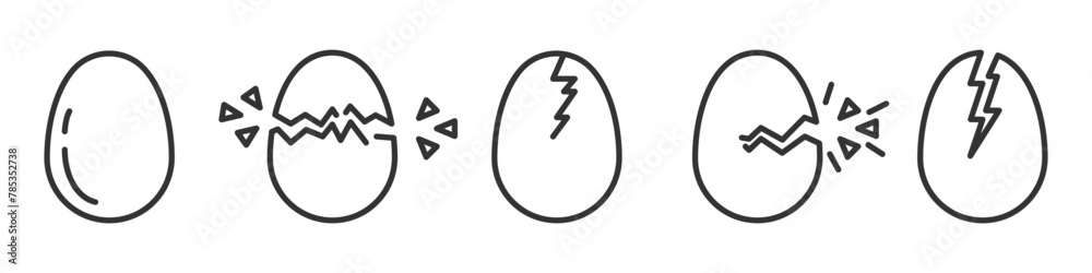 Wall mural Broken eggs icon set. Cracked egg icons colleection. Vector illustration