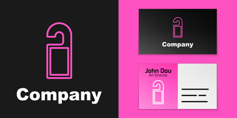 Pink line Please do not disturb icon isolated on black background. Hotel Door Hanger Tags. Logo design template element. Vector