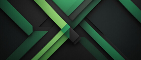 Abstract, 3D, neon green and black wallpaper of lines and geometric shapes, light and shadow - obrazy, fototapety, plakaty