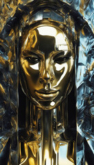 Abstract Golden Face Portrait