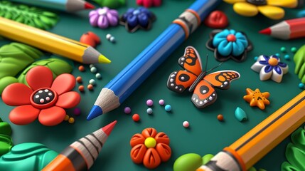 Colorful crayons and pencils, Creativity and artistic expression - obrazy, fototapety, plakaty