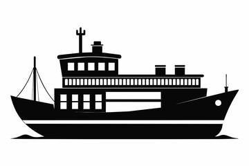Obraz premium Shipping boat black silhouette vector 