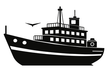 Fototapeta premium Shipping boat black silhouette vector 