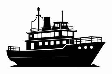 Obraz premium Shipping boat black silhouette vector 