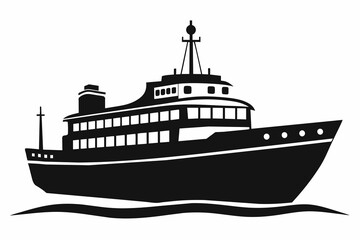 Obraz premium Shipping boat black silhouette vector 