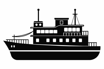 Obraz premium Shipping boat black silhouette vector 