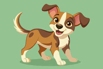 A playful puppy with floppy ears and a wagging tail