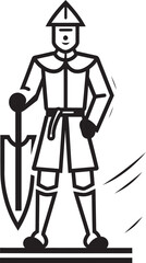Noble Defender Vector Illustration of Footman with Shield and Spear