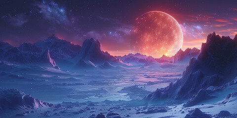 Fototapeta premium Cosmic landscape on a distant planet in space