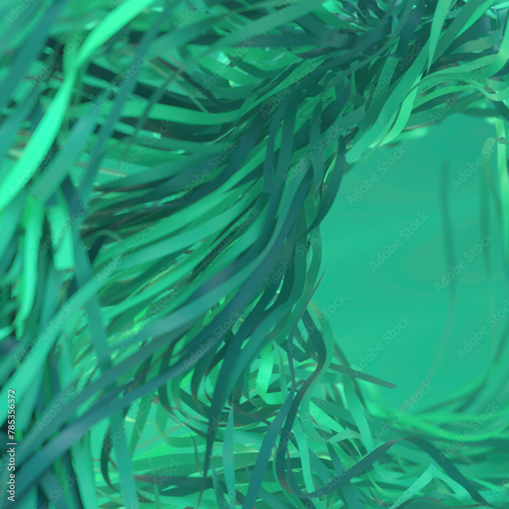 Poster 3d rendering digital illustration with a swirl of paper ribbons