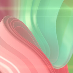 Smooth wave of colored fabric stripes with shiny stripes. 3d rendering digital illustration