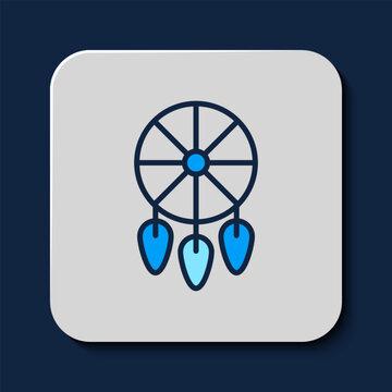 recommend clip art: Filled outline Dream catcher with feathers icon isolated on blue background. Vector
