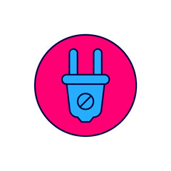 Filled outline Electric plug icon isolated on white background. Concept of connection and disconnection of the electricity. Vector