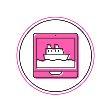 recommend clip art: Filled outline Cruise ship icon isolated on white background. Travel tourism nautical transport. Voyage passenger ship, cruise liner. Worldwide cruise. Vector