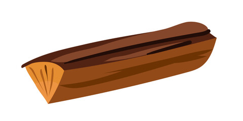 A vector illustration featuring a single log of firewood. Ideal for depicting simplicity and natural warmth, suitable for logos, icons, or branding associated with lumberyards, forestry