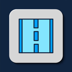 Filled outline Road icon isolated on blue background. Vector