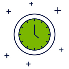 Filled outline Clock icon isolated on white background. Time symbol. Vector