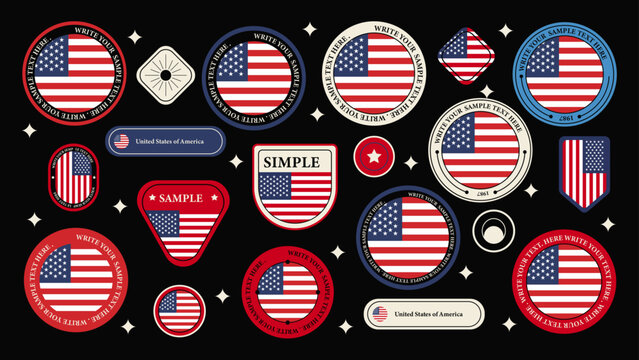 Collection of 15 Different American Flag Stickers: Visual Diversity and Superior Quality