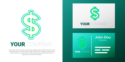 Line Dollar symbol icon isolated on white background. Cash and money, wealth, payment symbol. Casino gambling. Colorful outline concept. Vector