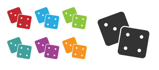 Black Game dice icon isolated on white background. Casino gambling. Set icons colorful. Vector