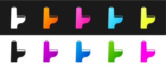 Set Toilet bowl icon isolated on black and white background. Vector