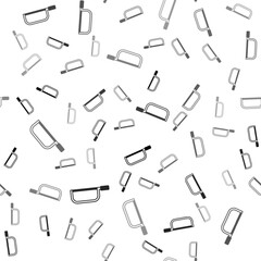 Obraz premium Black Hacksaw icon isolated seamless pattern on white background. Metal saw for wood and metal. Vector