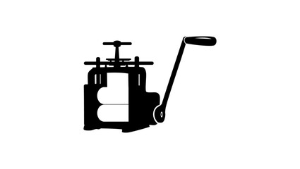 rolling press , black isolated silhouette