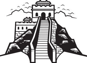Vector Illustration Great Wall Fortresses