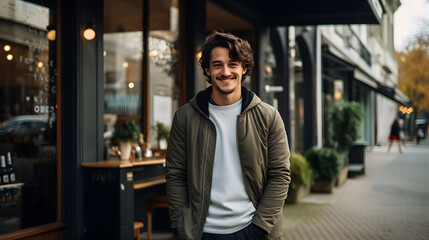 Fototapeta premium Young hispanic man smiling confident standing 