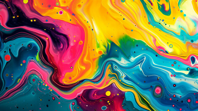 Fototapeta Abstract colorful fluid liquid paint background swirls
