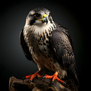 Peregrine Falcon on a black background. 3d illustration