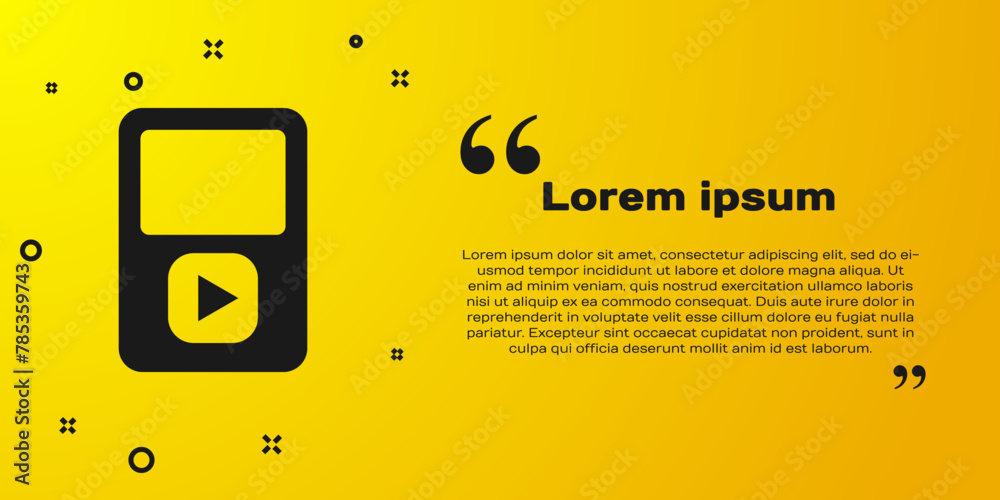 Canvas Prints black music player icon isolated on yellow background. portable music device. vector