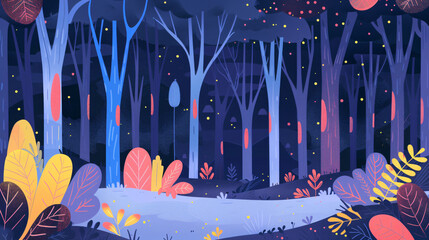 Fantasy forest vector flat minimalistic isolated