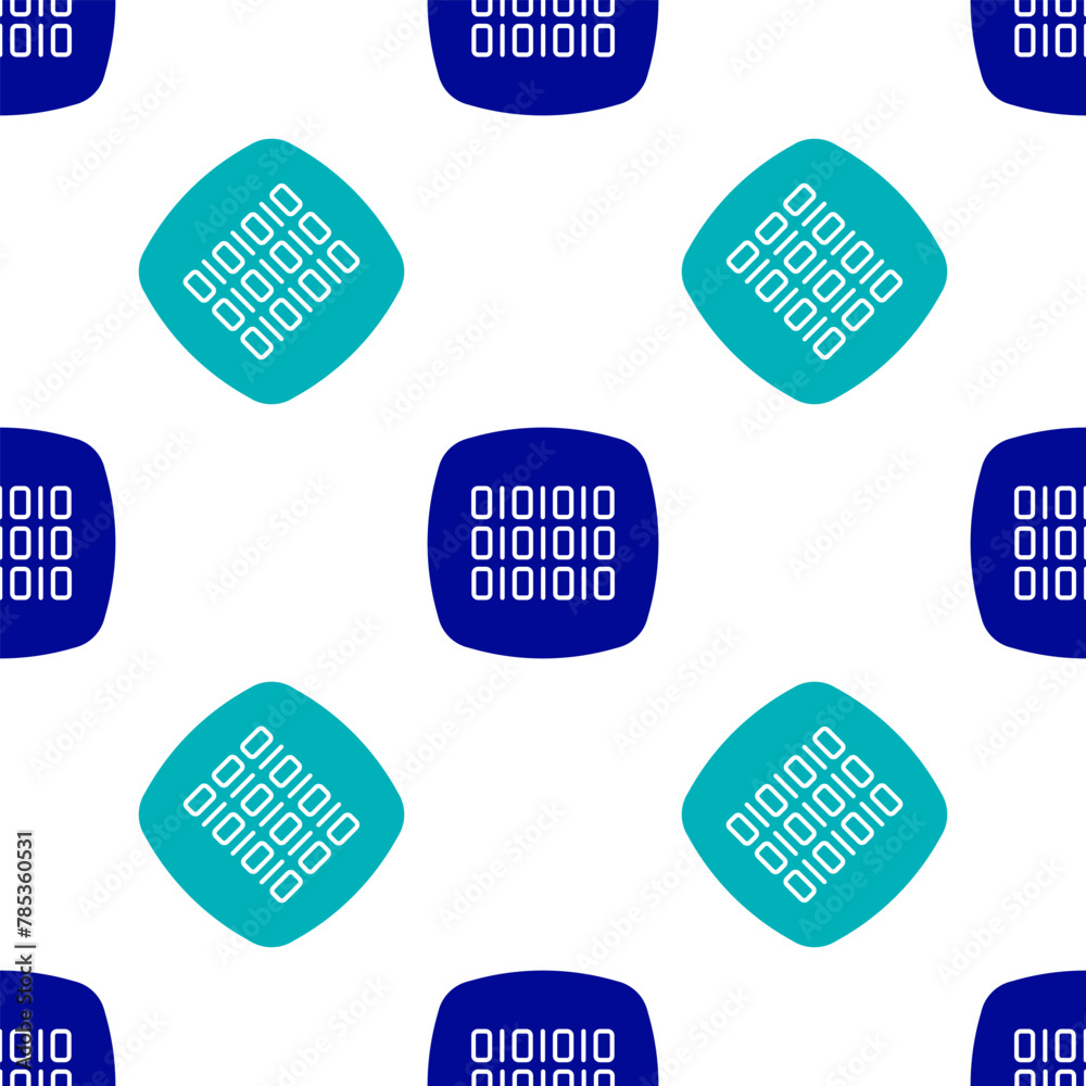 Aufkleber blue binary code icon isolated seamless pattern on white background. vector