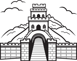 Vector Illustration Great Wall Fortifications