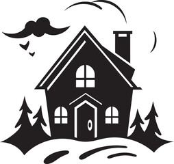 Halloween Vector Art Illustration of a Creepy House for Your Projects